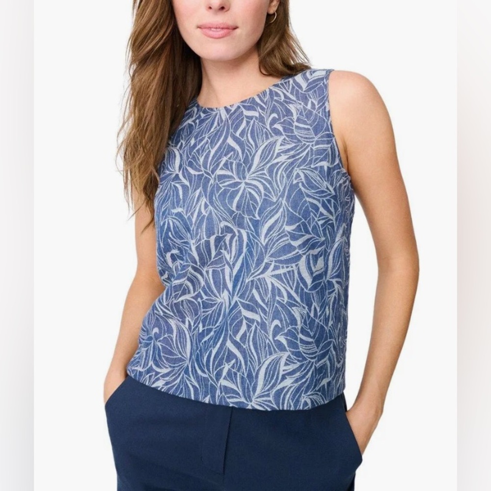 NWOT J.McLaughlin Sylvia Tank Blouse in Blue Floral size M